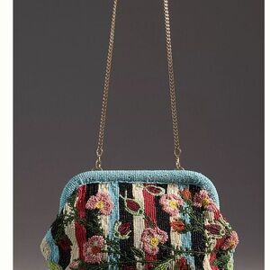 NWT Anthropologie Floral Beaded Women Bag